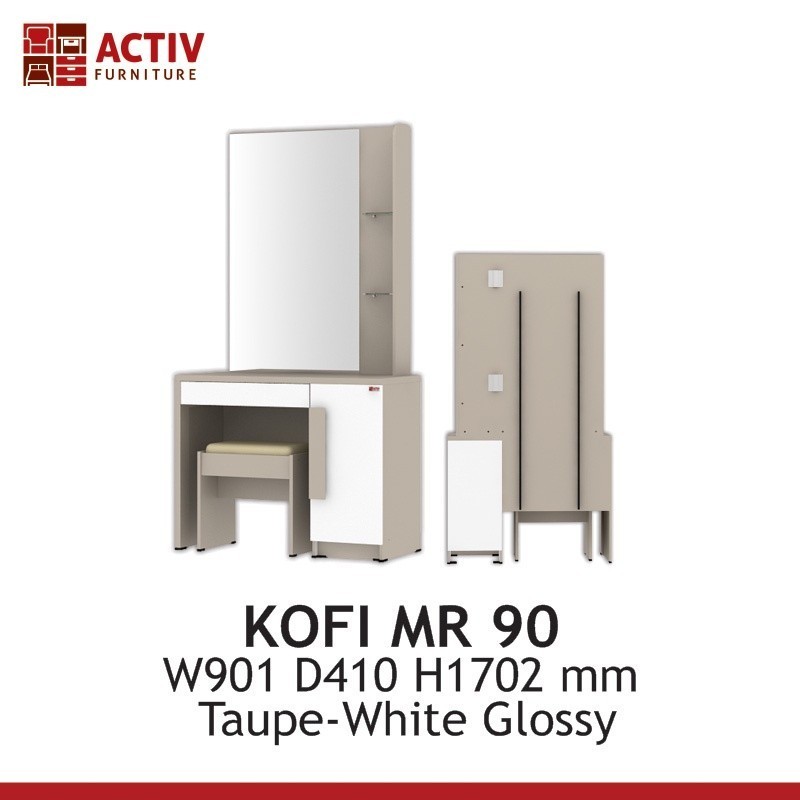 Meja Rias Activ KOFI MR 90 Taupe-White Glossy