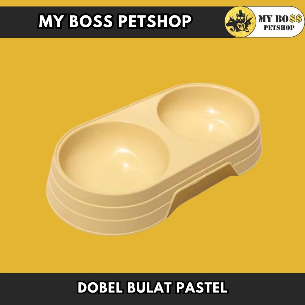 Tempat Makan Double Bulat Pastel Kucing Anjing Wadah Makanan Kucing