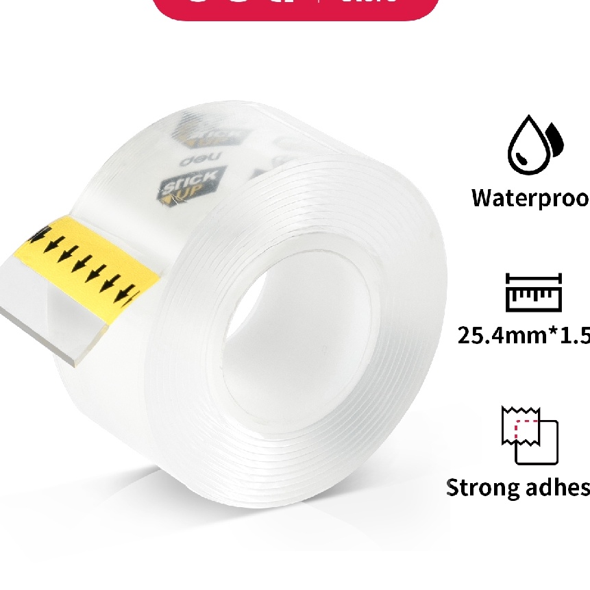 

Murah Deli double sided tape dua sisi transparan 1 roll kartu EA3521