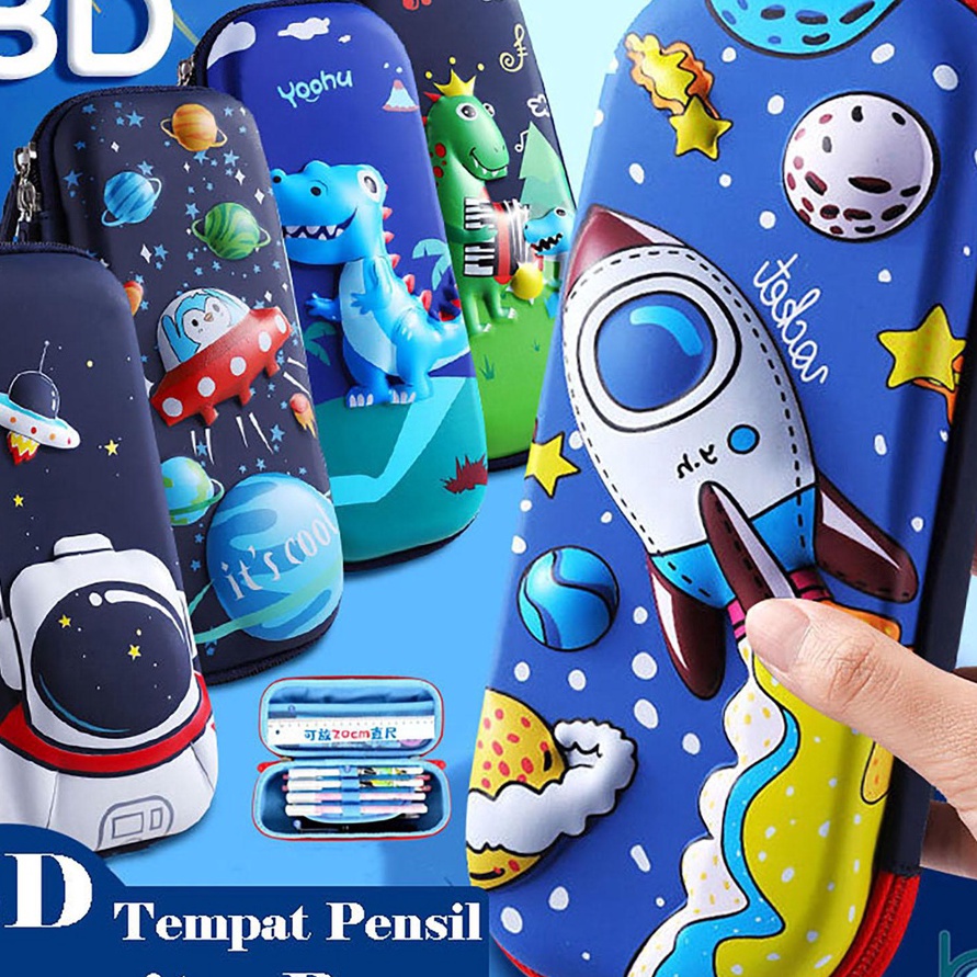 

KI3 Tempat Pensil 3D Motif Kartun Anak Anak3D Children Pencil CaseBahan EVA Anti Air Best Stationary