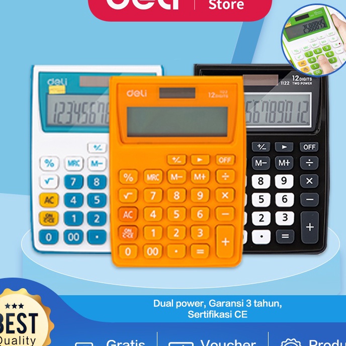 

KF7 Deli Kalkulator Portable 12 digit Layar LCD Besar Jelas Garansi 3 Tahun E1122