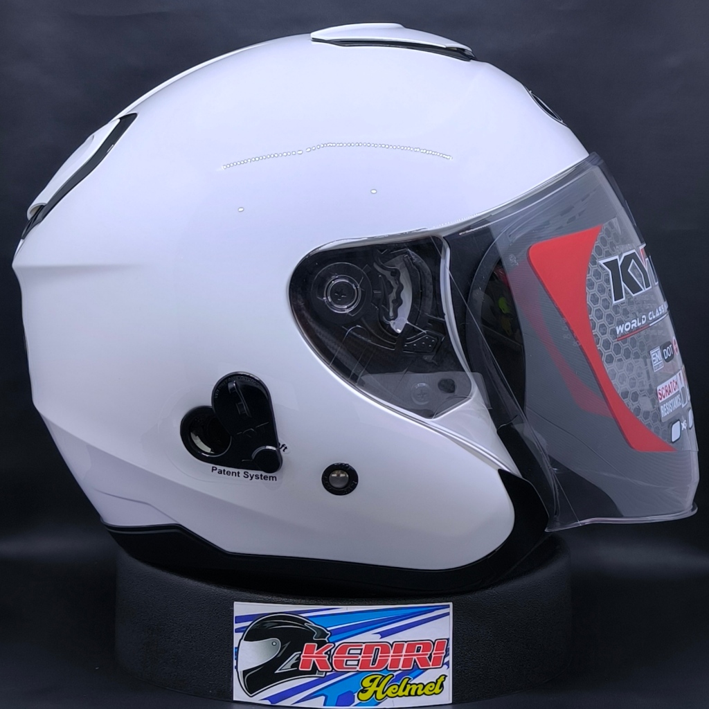 Helm KYT KYOTO R solid polos half face putih hitam doff grey gorila white original paket ganteng