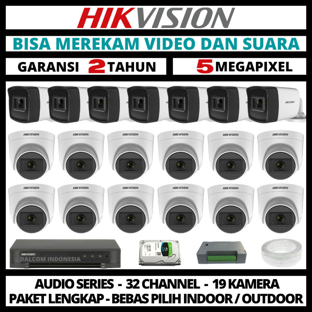 PAKET CCTV HIKVISION 5MP 3K 32 CHANNEL 19 CAMERA TURBO HD CAMERA CCTV & DVR FULL HIKVISION