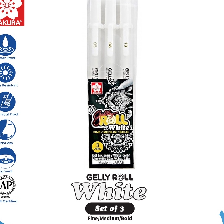 

berkualitas Sakura Gelly Roll White Color Gel Pen Bolpen