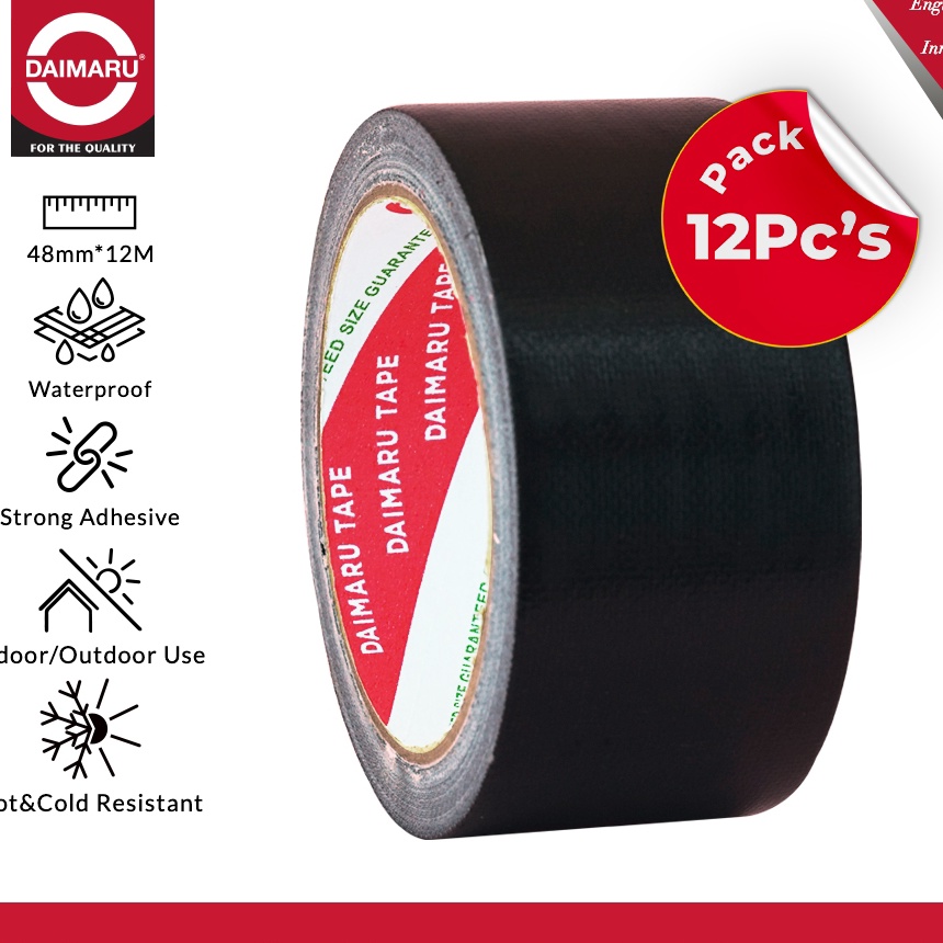 

KP8 Daimaru Cloth Tape Lakban Kain Hitam 48 mm x 12 meter Paket 12Pcs