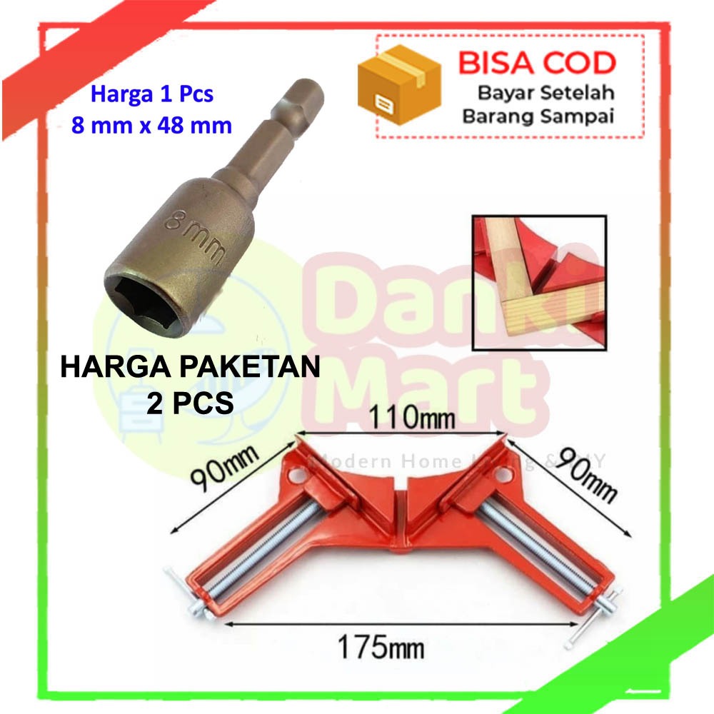 Corner Clamp Siku Sudut 90 Derajat Klem + Baut Roofing Mata Bor Kunci 8mm Baja Ringan