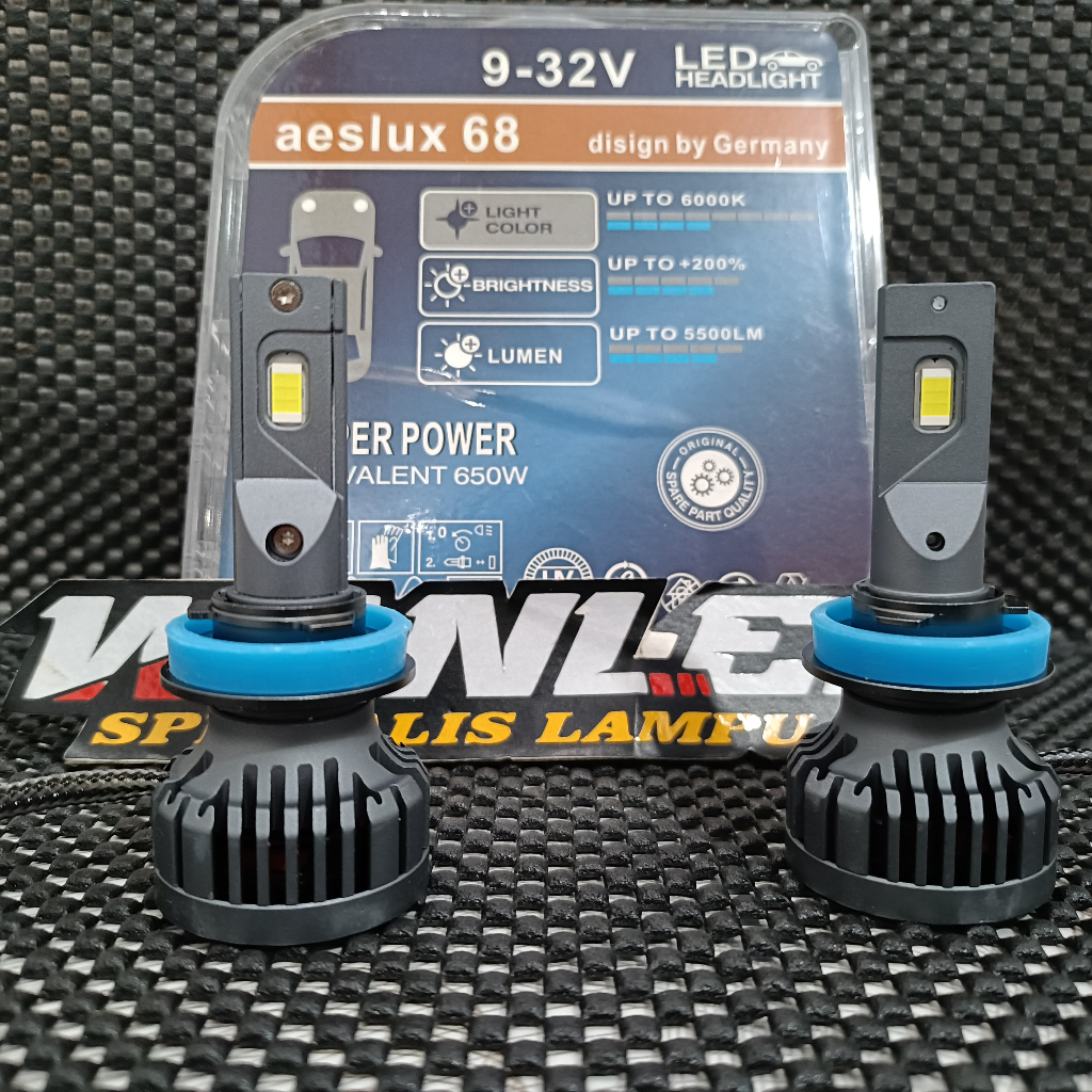 Lampu led 3 warna AESLUX H4 H11 H7 Merk AESLUX 55W pnp