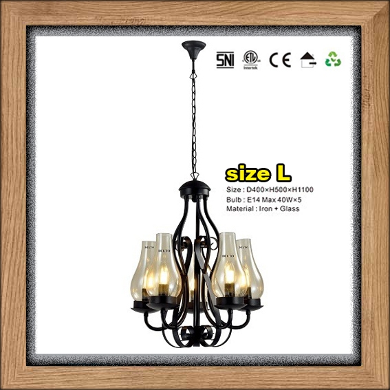 lampu gantung cabang classic modern hitam cabang kaca semprong minimalis elegan lighting living dini