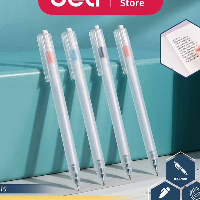 

Terbaru Deli Retractable Gel Pen Pulpen Cetek 38 mm Isi 12 pcs A115Black12PCS