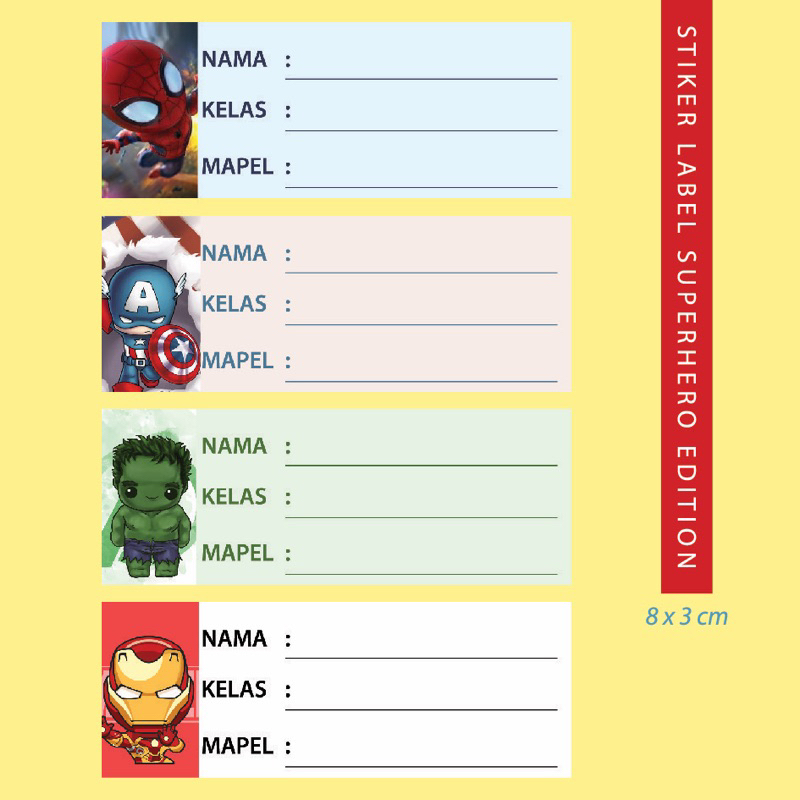 

STIKER LABEL BUKU MAPEL ANAK SEKOLAH BOOK STICKER PELAJARAN LUCU HELLO KITTY MELODY PRINCESS KUROMI CINNAMOROLL HULK SPIDERMAN CAPTAIN AMERICA IRON MAN IRONMAN ANIMAL STIKER MATA PELAJARAN