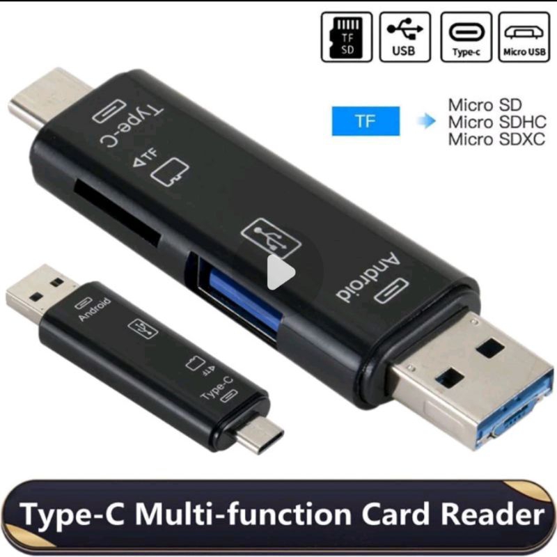 Card Reader 5 in 1 Untuk TF Card  Micro SD Card type C adapter OTG card reader multifungsi