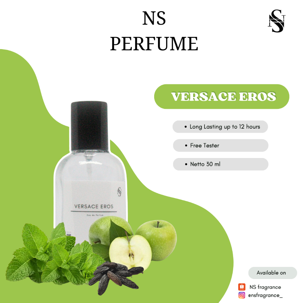 NS Perfume - Parfum 30ml Varian VERSACE EROS Wangi Segar Maskulin Fresh Tahan Lama Seharian (Free Te