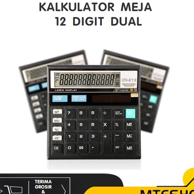 

KI3 MTE Kalkulator Meja 12 Digit Dual Power Layar LCD