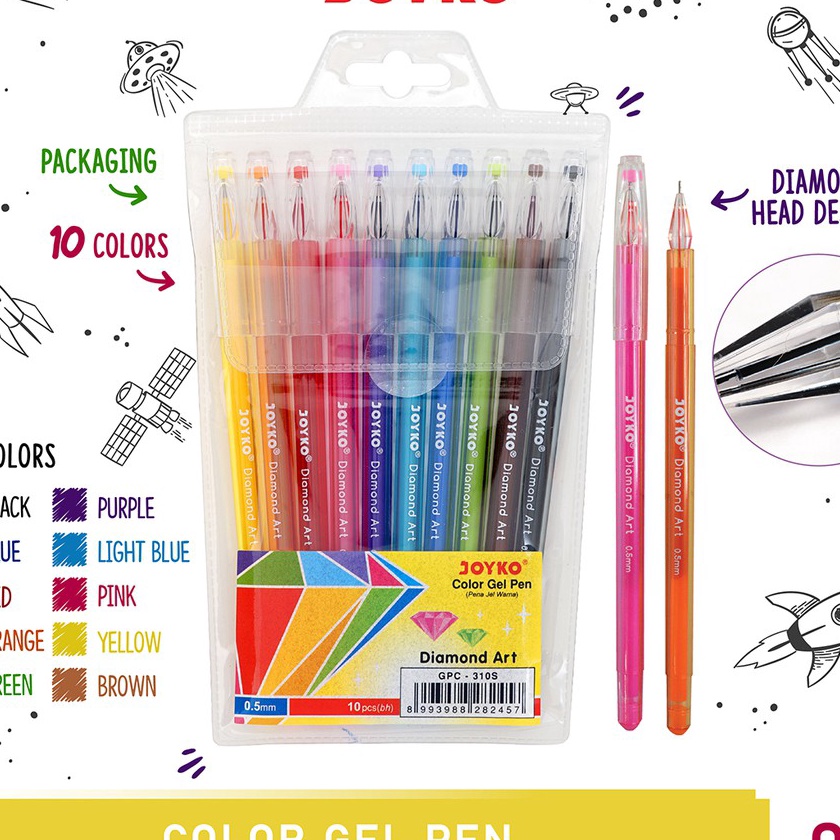 

HJ6 Color Gel Pen Pena Jel Warna Joyko GPC31S Diamond Art 1 Warna 5mm