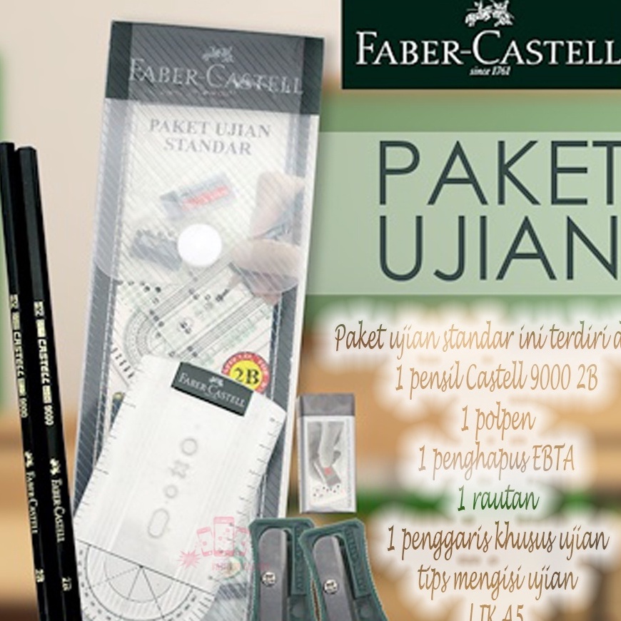 

FG2 SET PAKET BELAJAR ONLINE Faber Castell PAKET UJIAN STANDAR Faber Castell Pulpen Stylus Pen Pensil 2B Rautan Penghapus Penggaris Kertas LJK Bollpoint Apusan ATK Alat Tulis kantor
