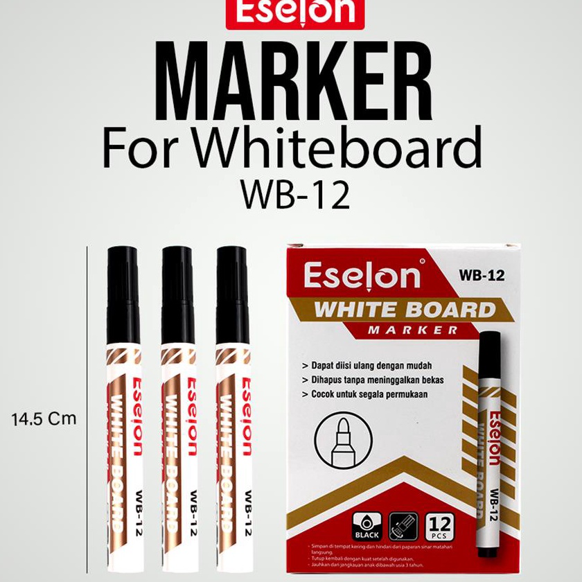 

Sale Spidol WHITEBOARD Eselon WB12 1box12pcMarker WhiteboardSpidol Papan Tulis Spidol BISA DIHAPUS