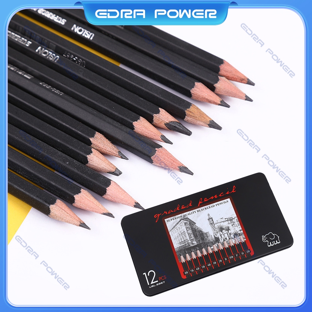 

Pensil Sketsa HB/2B/4B/6B/8B/10B Pensil Sketsa Kotak Besi-12 pcs