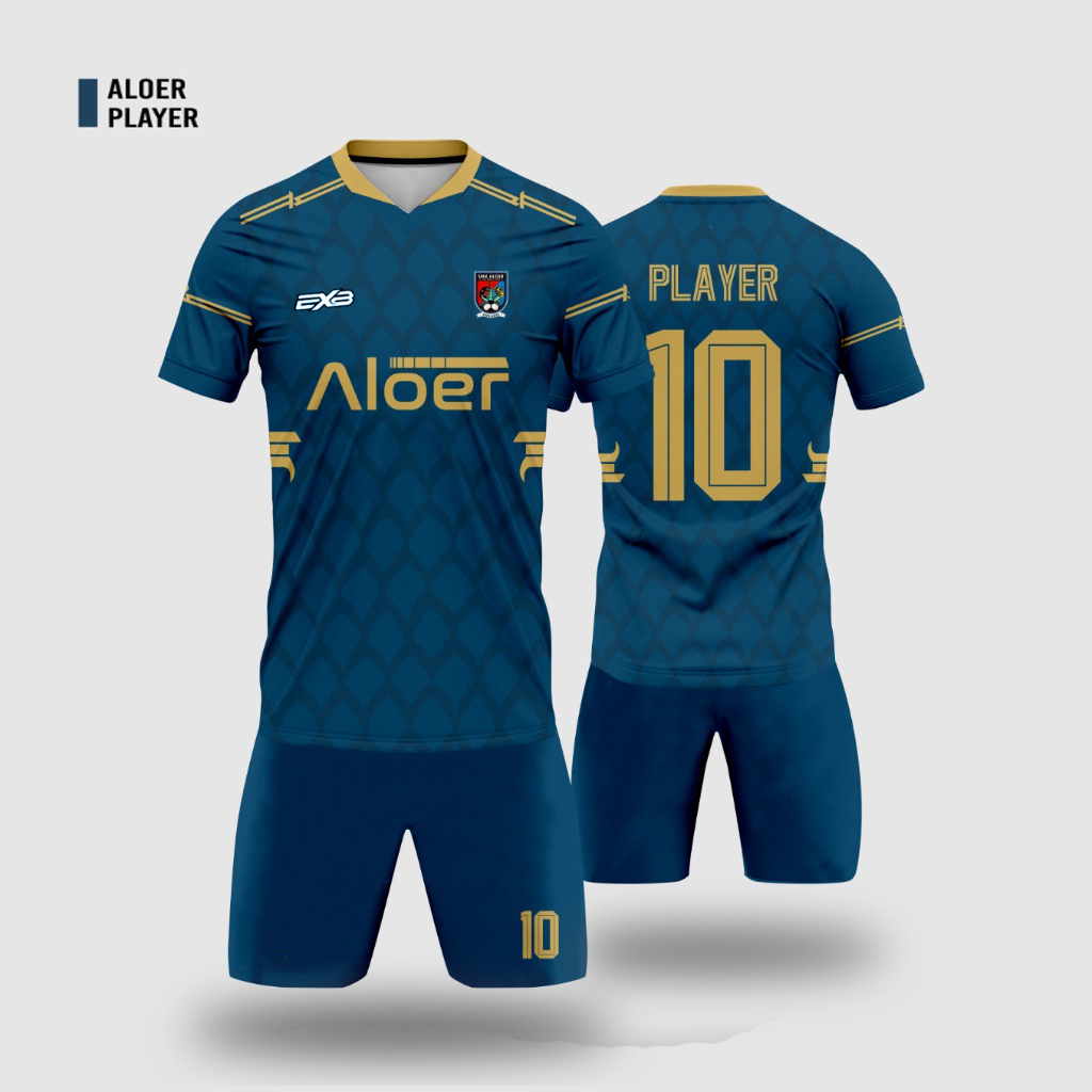 JERSEY BOLA / FUTSAL FULL PRINTING BIRU PRUSSIAN FREE NAMA NOMOR DAN LOGO