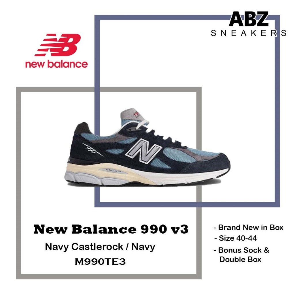 Sepatu Sneaker Pria NB 990 v3 Teddy Santis Navy Castlerock BNIB M990TE3