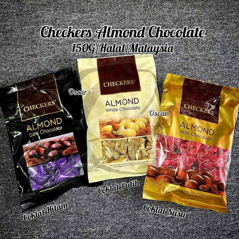 (ready) Checkers Almond Chocolate 150g Coklat Cokelat Malaysia (bulkpack)