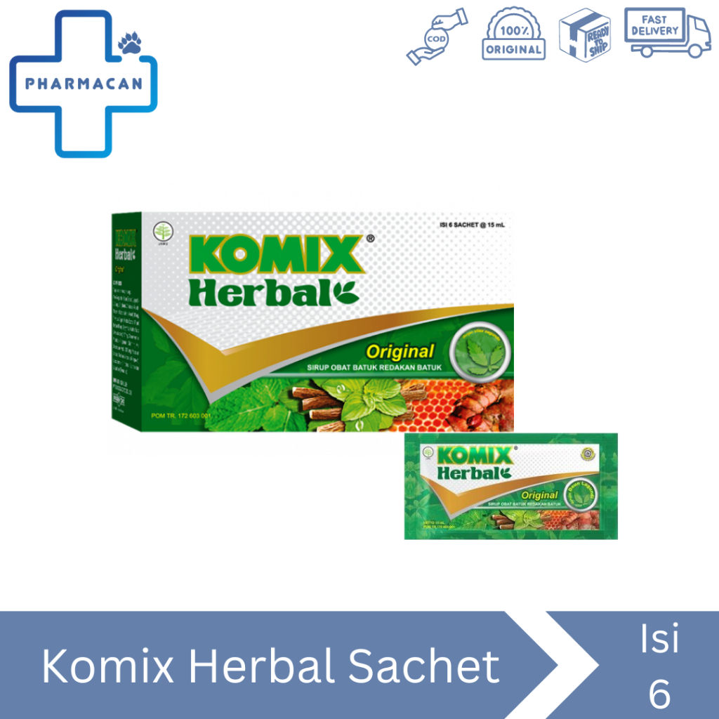 Komix Herbal Original Sachet 1 Box isi 6 Sachet | Obat Batuk Dewasa