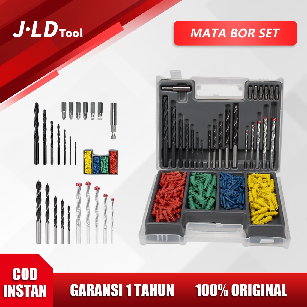 JLD Mata bor 300pcs mata bor multifungsi alat bor besi/kayu/beton,Mata bor Obeng dan Fisher