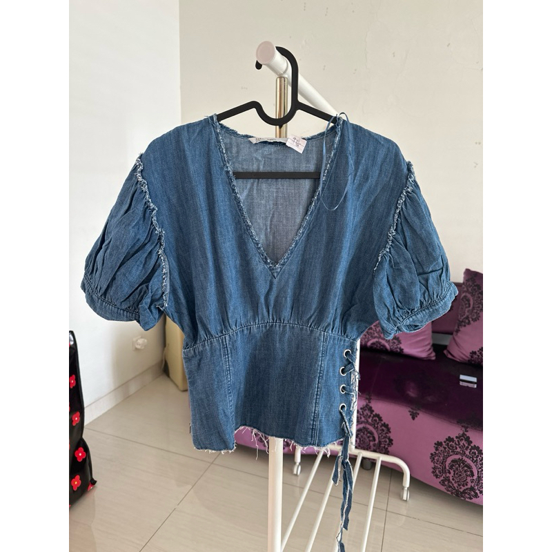 nbu zara denim blouse
