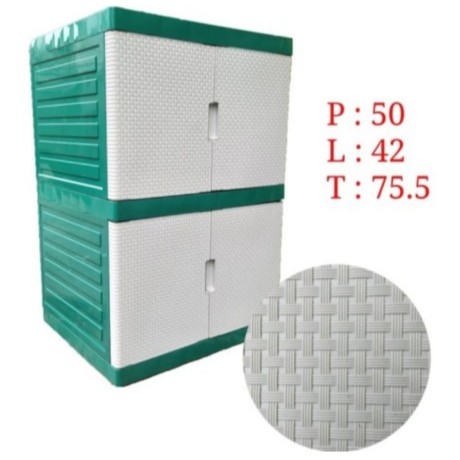 LEMARI PLASTIK LEMARI PAKAIAN PLASTIK SUSUN KACA KUNCI