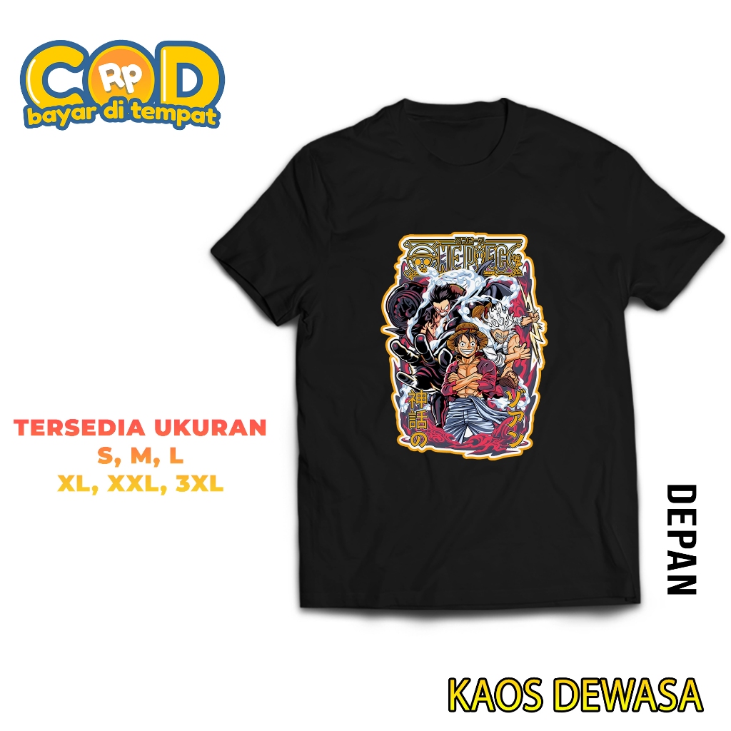 Hosin Shop - KAOS DEWASA - KAOS SABLON PRINT ONE PIECE KUNING  - KAOS PREMIUM DEWASA - BAJU UNTUK PR