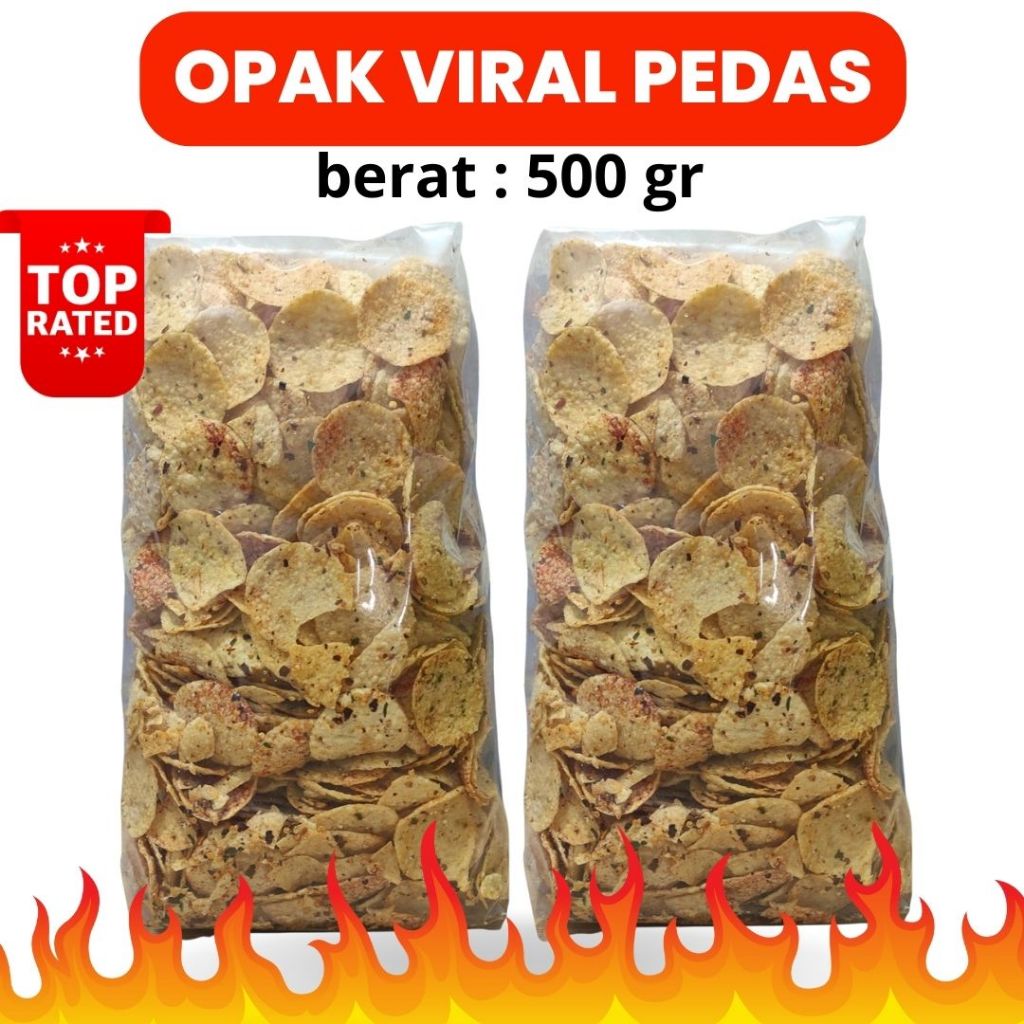 

Opak Viral Pedas Daun Jeruk/Cemilan Opak Pedas 500 gr