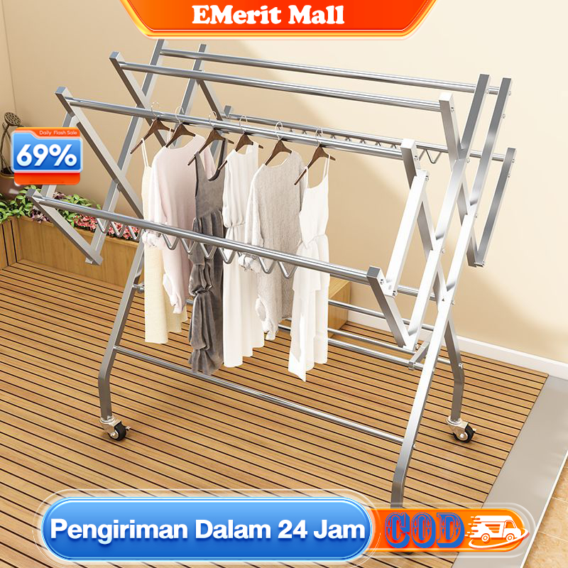 Jemuran Baju stainless steel Besar 160CM Jemuran Baju Lipat Jemuran Baju Pakaian /Kuat /Kokoh /Murah