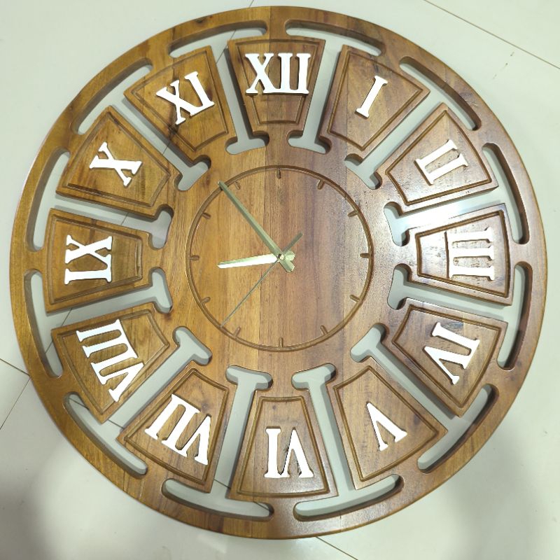 jam dinding kayu angka romawi / jam dinding kayu romawi