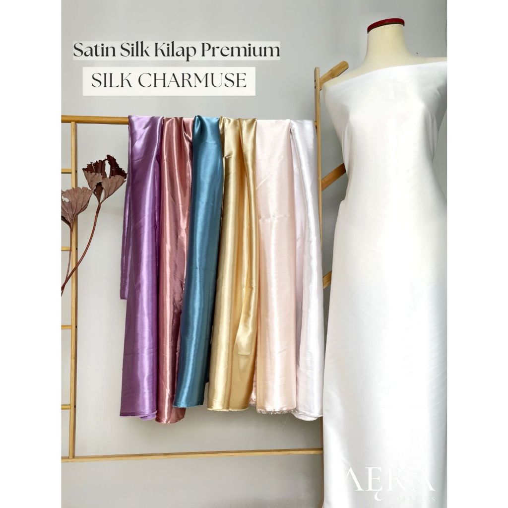 1 Roll Kain Satin Silk Charmuse Premium - Kilap Halus & Jatuh | Untuk Gaun, Kebaya, Bridesmaid | 50 