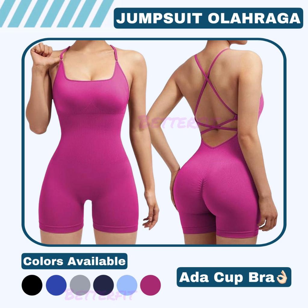 JUMPSUIT Olahraga / Jumpsuit Pendek One Piece Booty Lifting Olahraga Wanita Gym Fitness