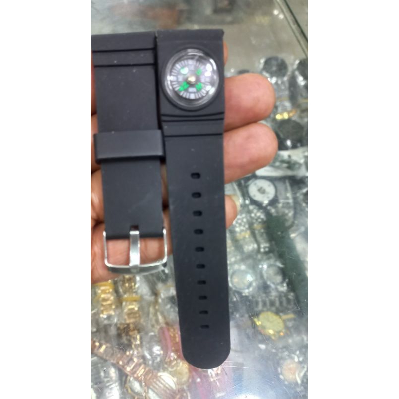 TALI JAM TANGAN RUBBER KARET KOMPAS UKURAN 22MM HITAM