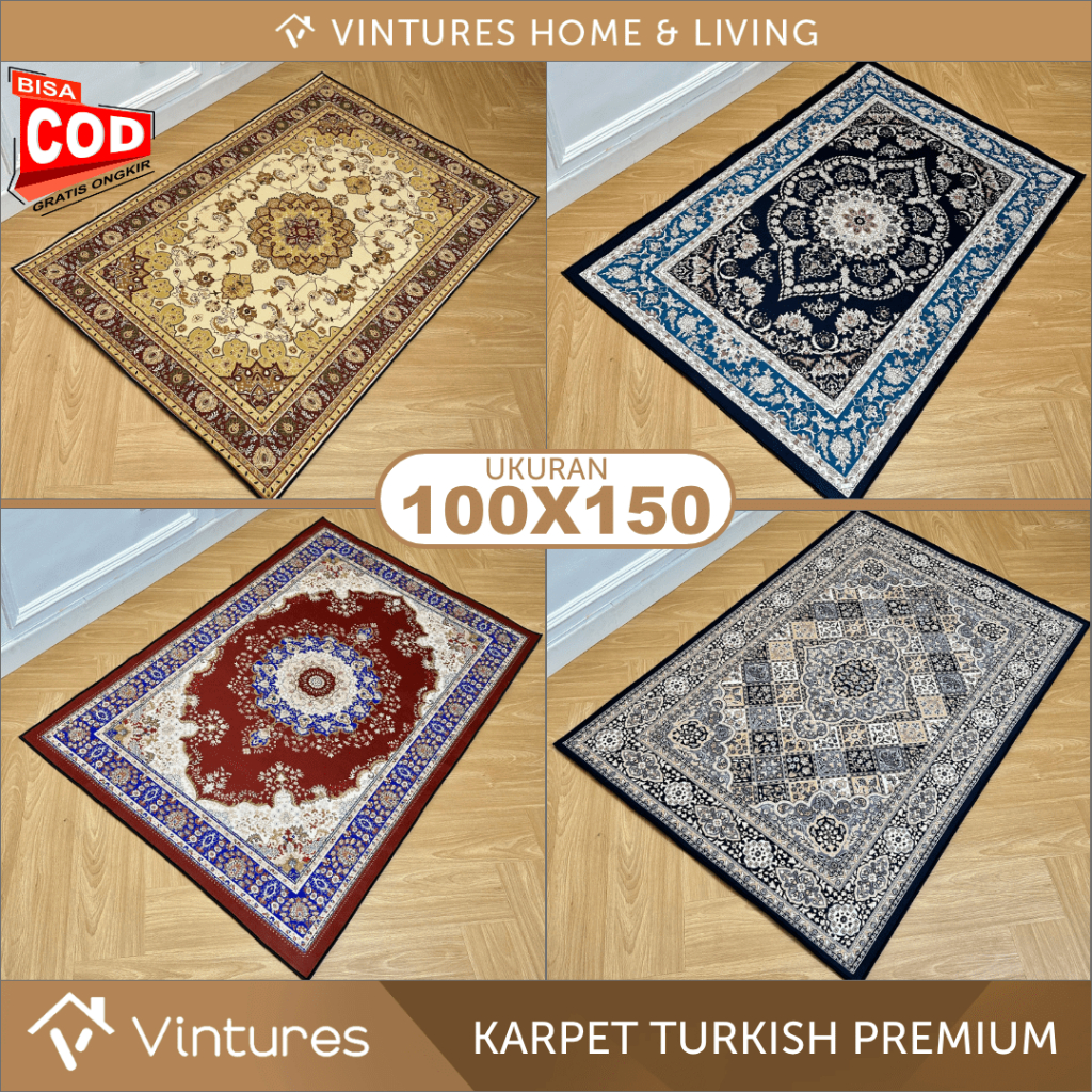 Shelbay - [150 x 100 CM] Karpet Lantai Turki Premium / Karpet Permadani / Karpet Poliester / Karpet