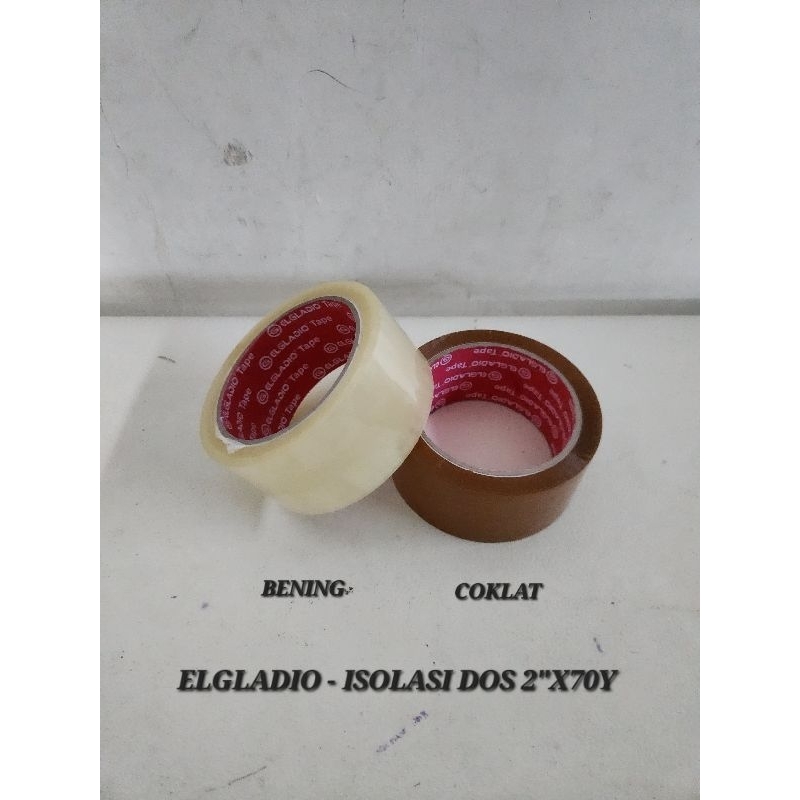 

Elgladio Isolasi Dos Bening Coklat 2"x70Y / Lem Lakban Dos Coklat Bening 2 inch 70 Yard