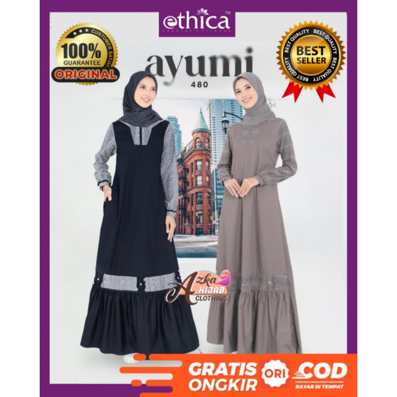 GAMIS ETHICA AYUMI 480 TERBARU ORIGINAL / BAJU GAMIS TERBARU 2024 / GAMIS SIMPLE ELEGAN / GAMIS MODE
