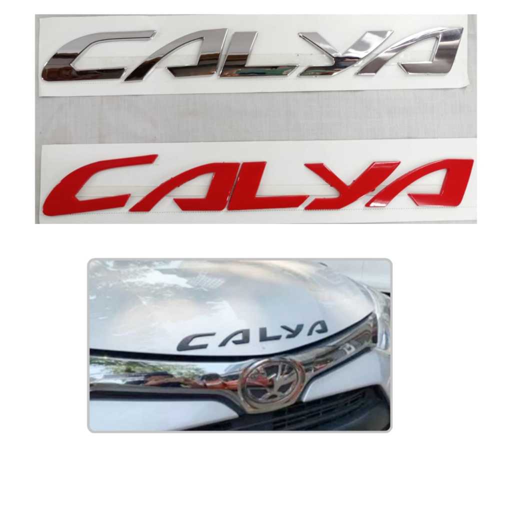 (AK) STIKER EMBLEM LOGO KAP MESIN CALYA HITAM MERAH CHROME CARBON