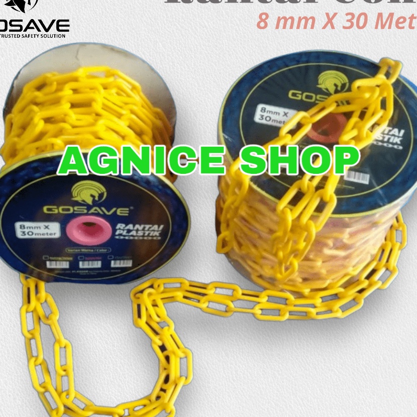 

KI3 RANTAI PLASTIK 1 ROLL TRAFFIC CONE 8MM x 3 Meter Safety Cone Pembatas KUNING