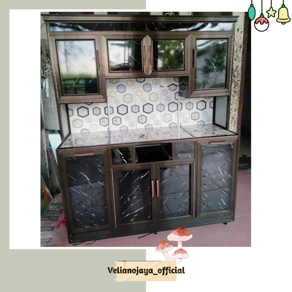 Rak Piring 6 Pintu Dilengkapi 2 Laci Jumbo // Rak Piring Bahan Alumunium Acp