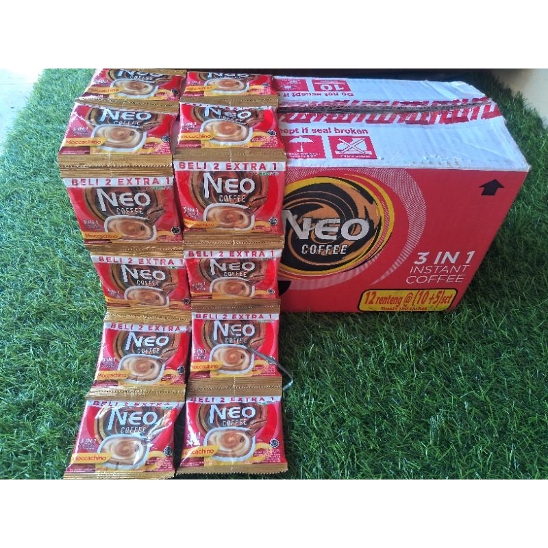 

Neo coffee mocachino 1 dus isi 12 renceng (@10 +5 sachet)