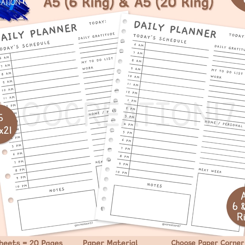 

Top Buku Planner Kertas Binder Daily Planner Rencana Harian Simple Minimalis A5 ring 2 dan A5 ring 6