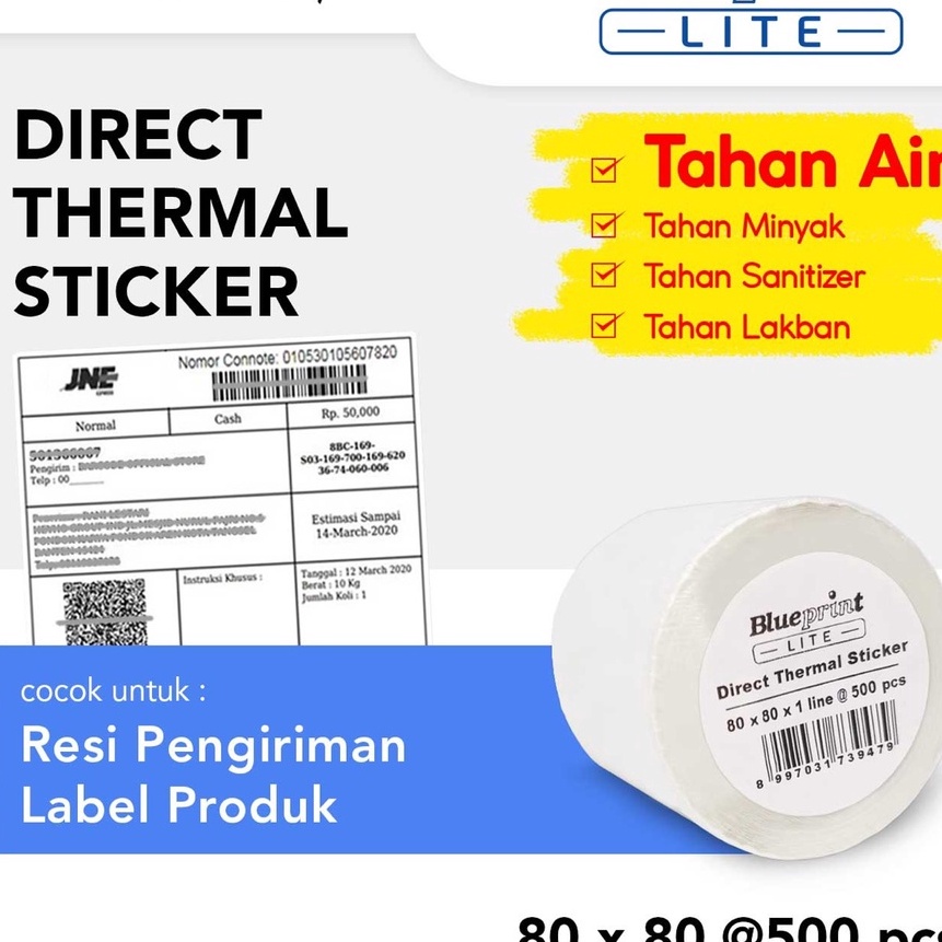 

Terjangkau Direct Thermal Sticker 8 x 8 BLUEPRINT Lite 8x8 mm 5Pcs 1 Roll