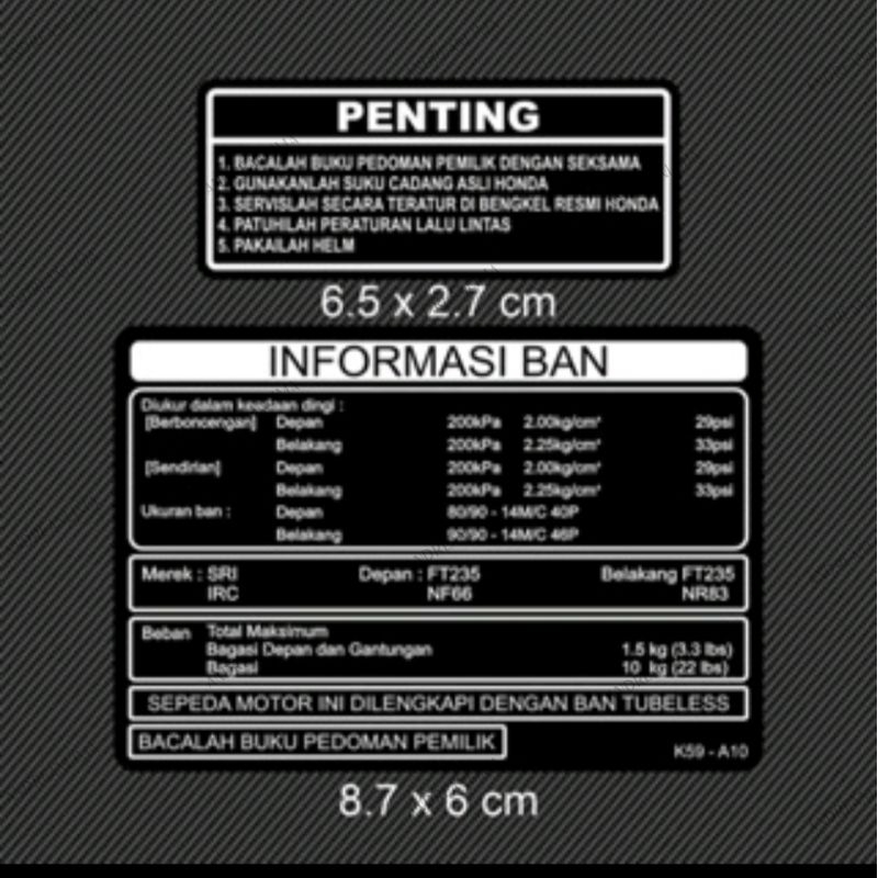

STICKER LABEL DASBOR DAN INFORMASI BAN