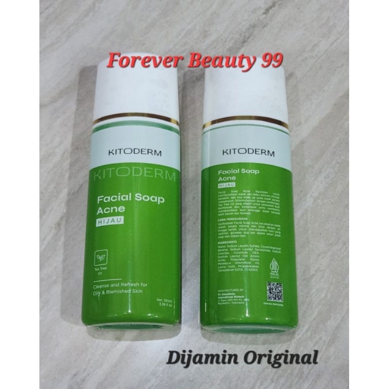 Kitoderm Facial Soap Acne Tea Tree Oil (Hijau)  - sabun muka berjerawat
