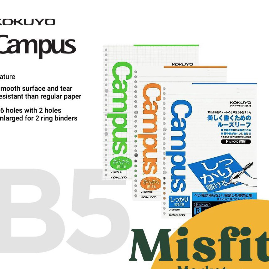

Promo KOKUYO Campus Paper Loose Leaf Refill B5 Isi ulang Binder 5 1