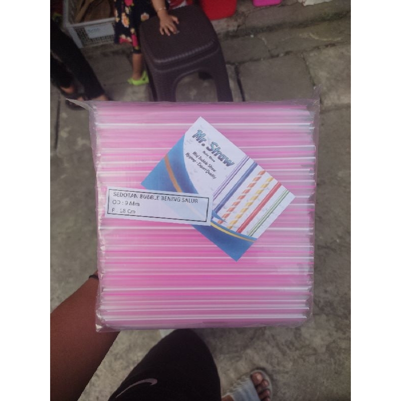 Sedotan plastik Boba bening / sedotan plastik salur / sedotan warna warni/ sedotan Buble lancip 180 