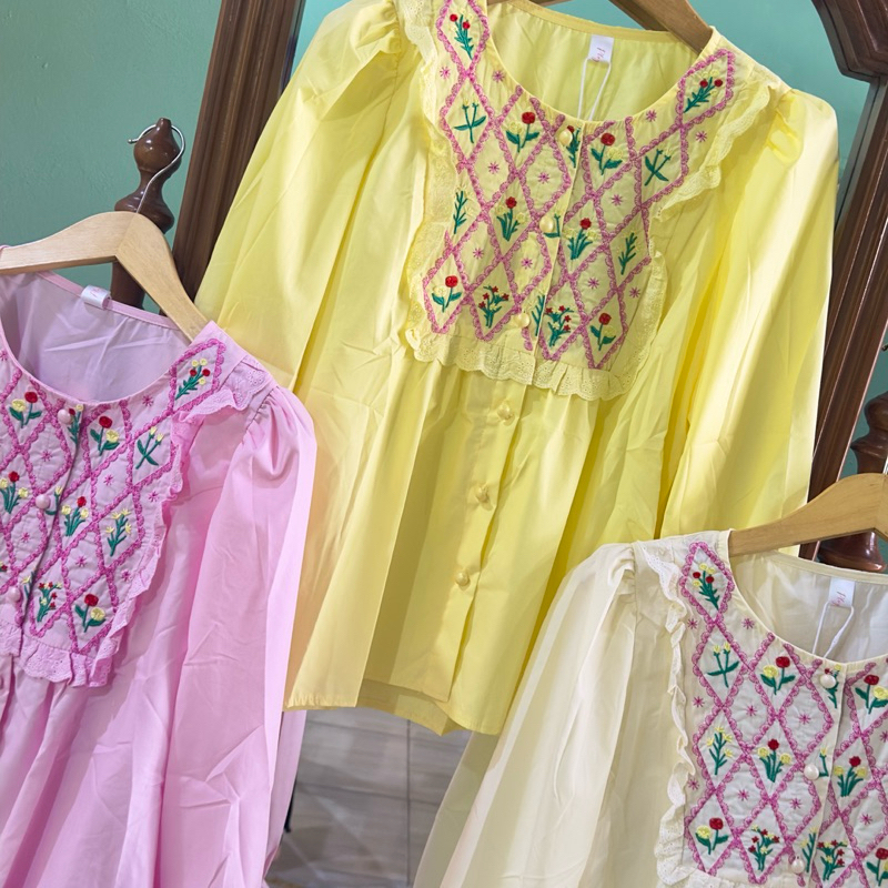 atasan  bangkok renda bordir bunga