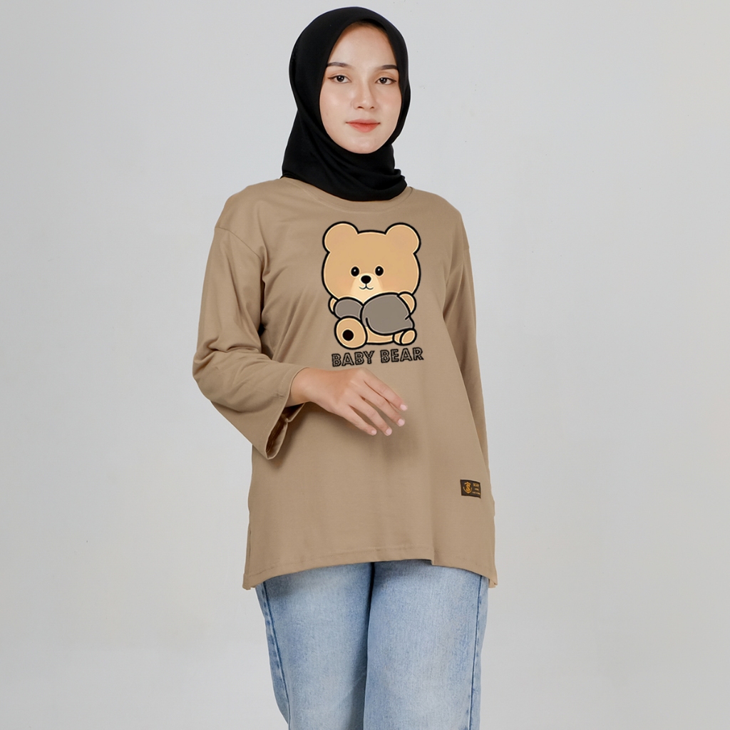 baju kaos oversize wanita baju kaos panjang wanita jumbo kaos oversize lengan 7 8 tebal katun combed